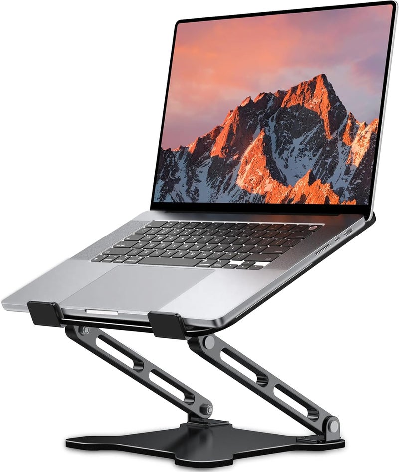 LOXP Adjustable Laptop Stand for Desk, Metal Foldable Laptop Riser, Ventilated Cooling Bracket, Ergonominc Computer Notebook Stand for Desk Compatible with 10-15.6“ Laptops - Image 1